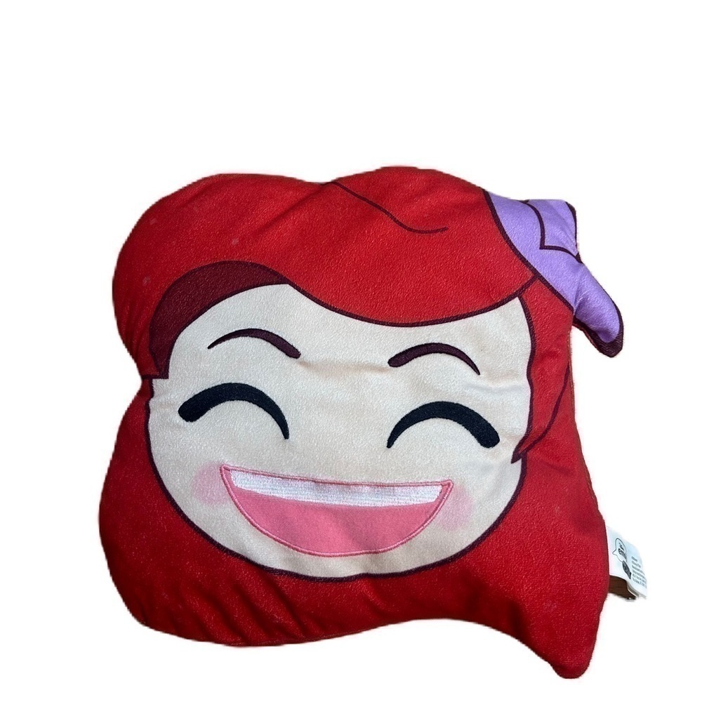 Disney Ariel Emoji Throw Pillow Princess Mermaid Red
